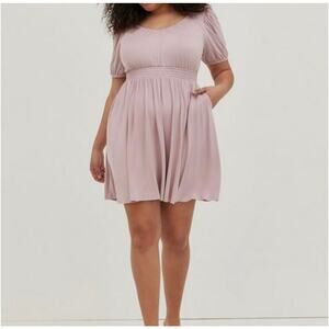 Torrid Babydoll Dress Mauve Super Soft Knit Rayon Spandex Scoop Neck